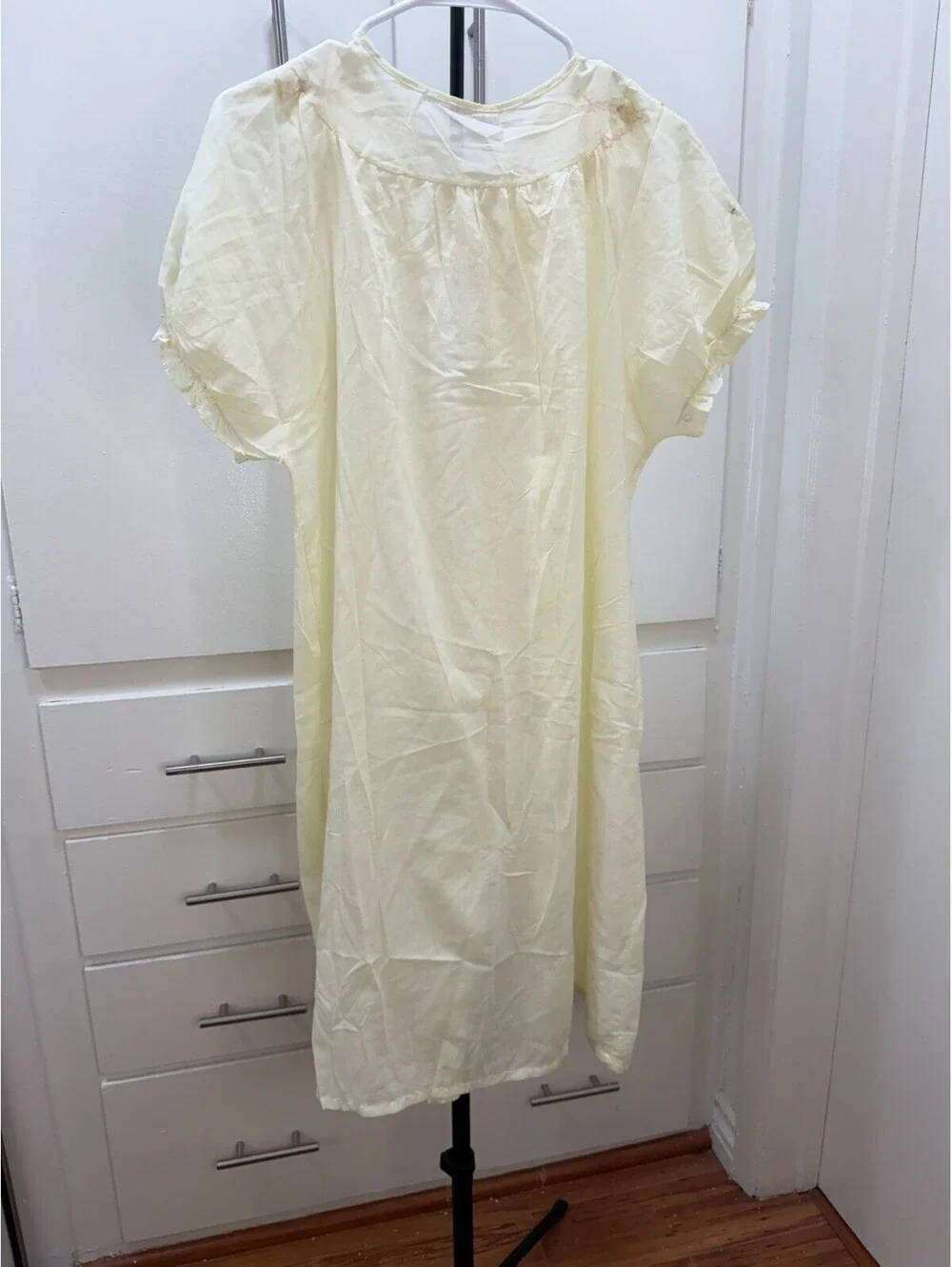 Handmade Cream Embroidered Nightgown Dress Women’s Vintage Cottagecore Large